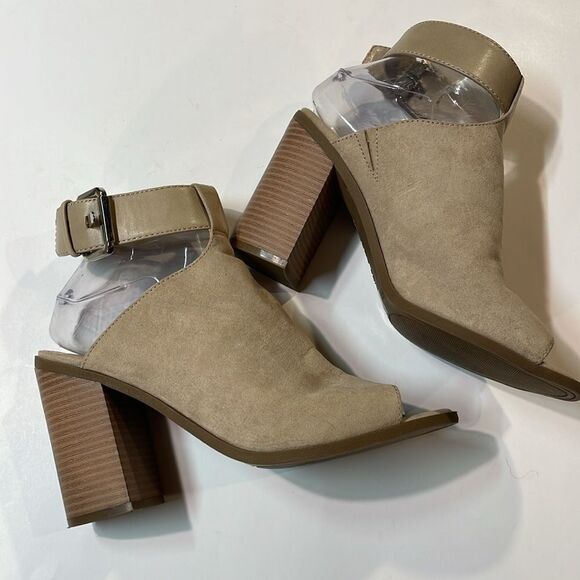 Indigo Rd Womens Tan Microsuede Open Toe Bootie Sz 7.5 - Picture 3 of 9